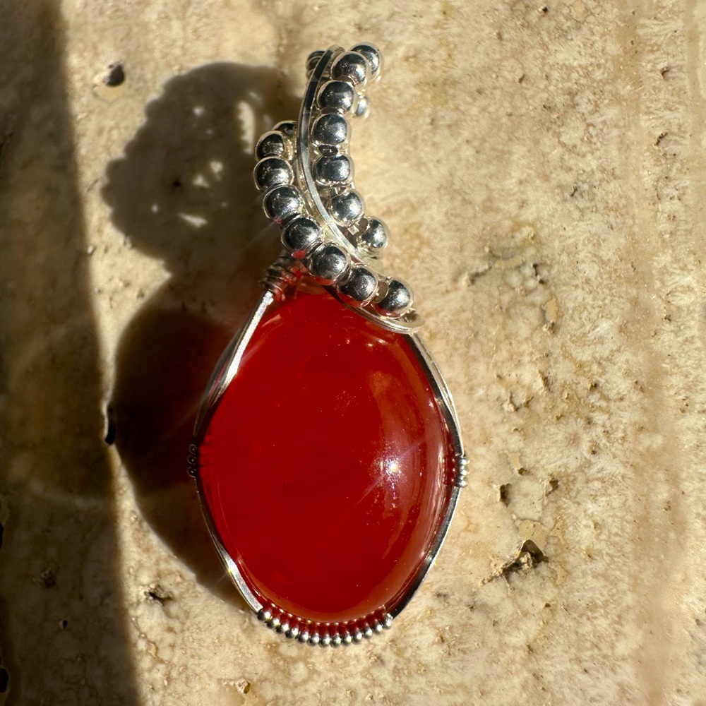 Sterling Silver Carnelian Necklace Pendant